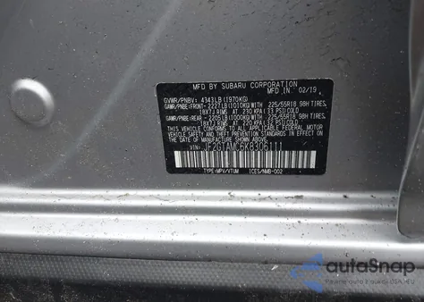 2019 Subaru Crosstrek 2.0I Limited из США, поврежденный, VIN JF2GTAMC6K8306111